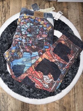 Jordan Craig Stained Glass Print Distressed Jeans